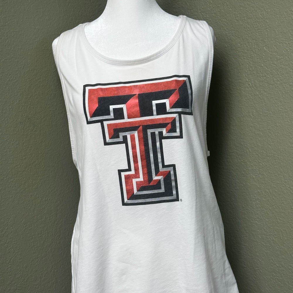 PINK Victoria's Secret Texas Tech Logo White and Red Sleeveless Tank Top